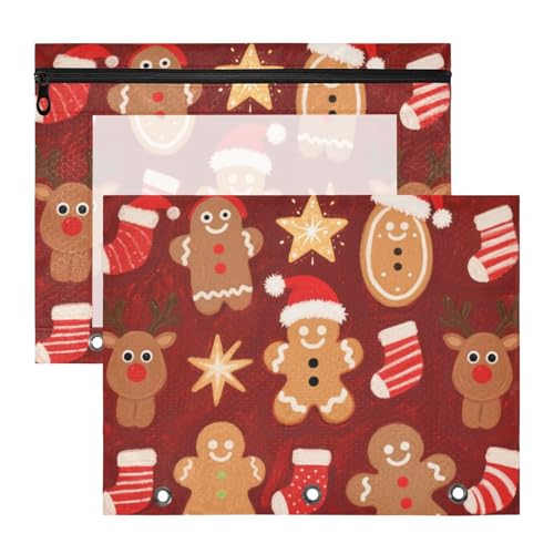 Ordnertaschen, stabile 3-Loch-Tasche für A4-Papier, Briefe, 2 Stück, Lehrer, Schulbedarf, Frohe Weihnachten, brauner Lebkuchenmann Ordnertaschen, stabile 3-Loch-Tasche für A4-Papier, Briefe, 2 Stück, Lehrer, Schulbedarf, Frohe Weihnachten, brauner Lebkuchenmann von KLL