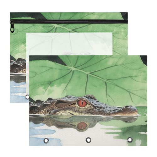 Ordnertaschen, stabile 3-Loch-Tasche für A4-Papier, Briefe, 2 Stück, Studenten, Collegebedarf, Krokodile im Wasser Ordnertaschen, stabile 3-Loch-Tasche für A4-Papier, Briefe, 2 Stück, Studenten, Collegebedarf, Krokodile im Wasser von KLL