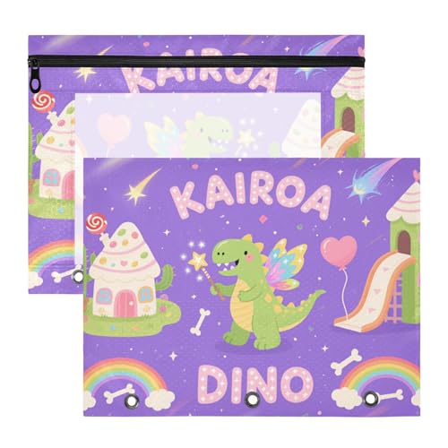 Ordnertaschen, stabiler Kunststoff, Aktenordner für 3 Ringe, 2 Stück, für Schüler, Schule, Studenten, Lehrerbedarf, violett, Cartoon-Dinosaurier-Schloss Ordnertaschen, stabiler Kunststoff, Aktenordner für 3 Ringe, 2 Stück, für Schüler, Schule, Studenten, Lehrerbedarf, violett, Cartoon-Dinosaurier-Schloss von KLL