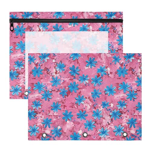 Ordnertaschen, stabiler Kunststoff, für A4-Papier, Briefe, 2 Stück, für Lehrer, Schule, Studenten, Lehrerbedarf, blaue Gänseblümchen, Rosa Ordnertaschen, stabiler Kunststoff, für A4-Papier, Briefe, 2 Stück, für Lehrer, Schule, Studenten, Lehrerbedarf, blaue Gänseblümchen, Rosa von KLL