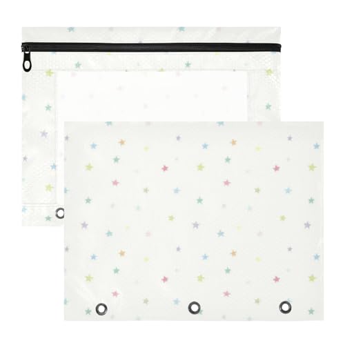 Ordnertaschen mit 3 Löchern, Aufbewahrungstasche für A4-Papier, Briefe, 2 Stück, Studenten, Klasse, schöne bunte Sterne von KLL