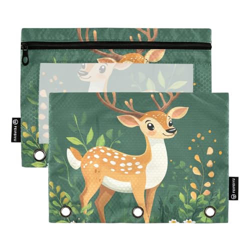 Ordnertaschen mit 3 Löchern, Cartoon-Hirschgrün, für 3-Loch-Bindertaschen mit drei Ringen, für Kinder, Büro-Organizer von KLL