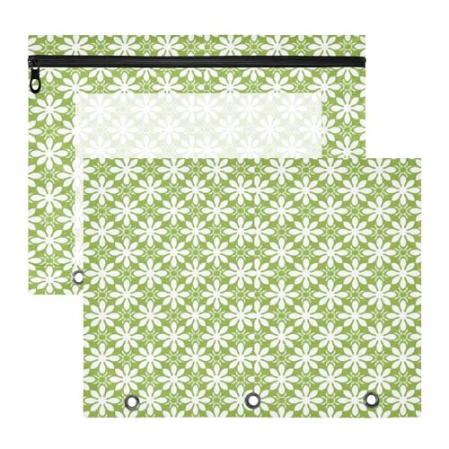 Ordnertaschen mit Sichtfenster, 3 Löcher, für A4-Papier, Briefe, 2 Stück, Studenten, Schulbedarf, hellgrünes Blumenmuster Ordnertaschen mit Sichtfenster, 3 Löcher, für A4-Papier, Briefe, 2 Stück, Studenten, Schulbedarf, hellgrünes Blumenmuster von KLL