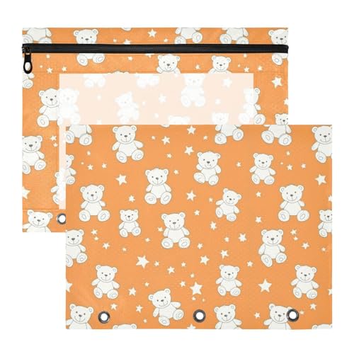 Ordnertaschen mit Sichtfenster, 3-fach Locher, für A4-Papier, Briefe, 2 Stück, Lehrer, Schulanfang, Cartoon, niedlicher weißer Teddybär mit Sternen Ordnertaschen mit Sichtfenster, 3-fach Locher, für A4-Papier, Briefe, 2 Stück, Lehrer, Schulanfang, Cartoon, niedlicher weißer Teddybär mit Sternen von KLL