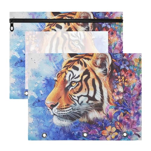 Ordnertaschen mit glatten Reißverschlüssen, Kunststoff-Aktenordner für A4-Papier, Briefe, 2 Stück, Studenten, Büro, Löwe, Aquarell, Blumen Ordnertaschen mit glatten Reißverschlüssen, Kunststoff-Aktenordner für A4-Papier, Briefe, 2 Stück, Studenten, Büro, Löwe, Aquarell, Blumen von KLL