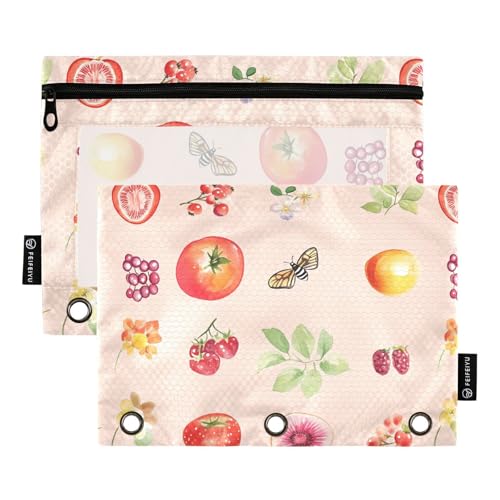 Ordnertaschen mit süßen roten Johannisbeeren, Frucht, Pfirsichringe, 3-fach gelocht, für 3 Ringe, Ordner mit 3 Löchern, für Schule, Zuhause, Reisen, Karten, Aufbewahrungsbehälter Ordnertaschen mit süßen roten Johannisbeeren, Frucht, Pfirsichringe, 3-fach gelocht, für 3 Ringe, Ordner mit 3 Löchern, für Schule, Zuhause, Reisen, Karten, Aufbewahrungsbehälter von KLL