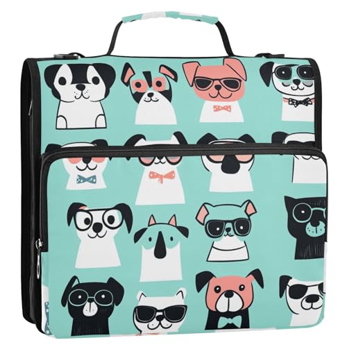 Organizer mit 3 Ringen, Cartoon-Motiv, minimalistisch, mit Schultergurt, mehrere Taschen, 3,8 cm, Grün Organizer mit 3 Ringen, Cartoon-Motiv, minimalistisch, mit Schultergurt, mehrere Taschen, 3,8 cm, Grün von KLL