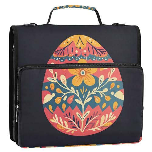 Ostereier-Ordner mit 3 Ringen, 3,8 cm, Organizer mit Griff und abnehmbarem Schultergurt, inklusive Reißverschlusstasche, Dokumenten-Organizer-Tasche für Schule/Büro Ostereier-Ordner mit 3 Ringen, 3,8 cm, Organizer mit Griff und abnehmbarem Schultergurt, inklusive Reißverschlusstasche, Dokumenten-Organizer-Tasche für Schule/Büro von KLL