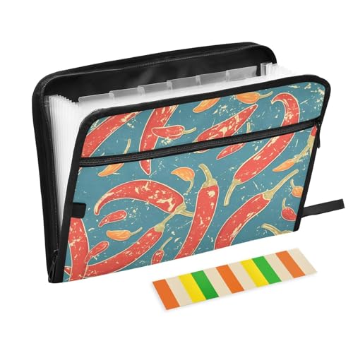 Peppers Rustikaler Retro-Mappe mit mehreren Fächern, 13 Taschen, A4, Briefgröße mit Reißverschluss, für Bürobedarf, Dokumentenmappe von KLL