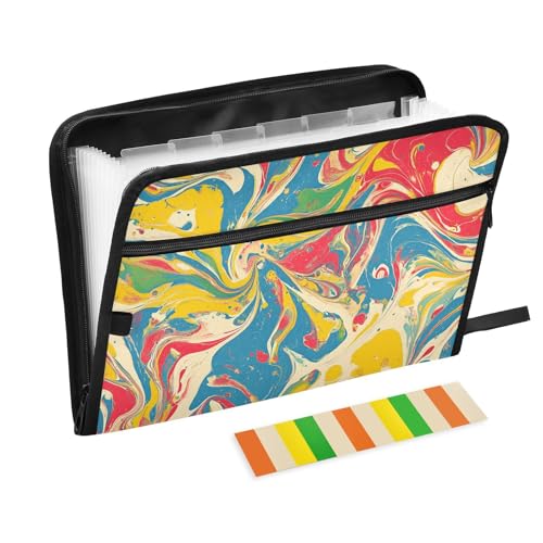 Pop-Art-Dokumenten-Organizer, Retro-Batik-Muster, Fächermappe, 13 Fächer, A4, Briefgröße mit Reißverschluss, für Papiere, Fächermappe, Organizer, Carpetas de von KLL