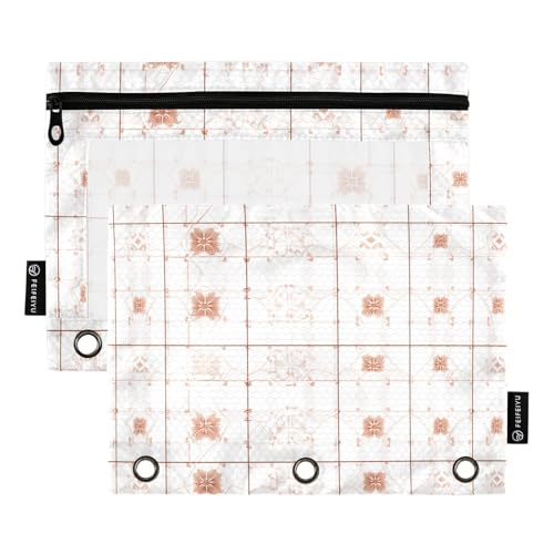 Quadrate, weiße rotgoldene Blumenordner, 3 Ringe, Tasche für drei Ringe, Ordnertaschen mit 3 Löchern, für Schule, Büro, Organizer Quadrate, weiße rotgoldene Blumenordner, 3 Ringe, Tasche für drei Ringe, Ordnertaschen mit 3 Löchern, für Schule, Büro, Organizer von KLL