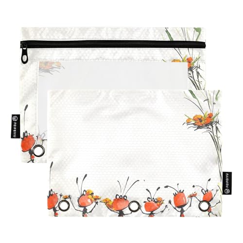 Red Ameisen zum Tragen von Lebensmitteln, Taschenmappe, Federmäppchen für 3 Ringe, Ordner, Etui mit Reißverschluss, für Kinder, Schreibwaren von KLL