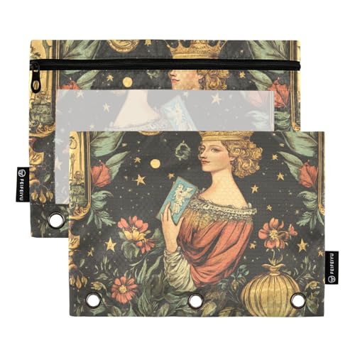 Regal Queen kunstvolle Dekor-Ringe, Bindertaschen, Stoff-Federmäppchen für Ordner, 3 Ringe mit Ordnerlöchern, für Studenten, Schreibwaren, Organizer, Upplies Regal Queen kunstvolle Dekor-Ringe, Bindertaschen, Stoff-Federmäppchen für Ordner, 3 Ringe mit Ordnerlöchern, für Studenten, Schreibwaren, Organizer, Upplies von KLL