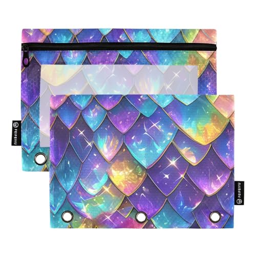 Regenbogen-Drachen-Schuppen, glitzernde Bindertaschen, 3 Locher für Ordner, Ordner mit 3 Löchern, für Bürobedarf, Organizer von KLL