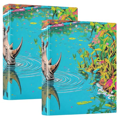 Rhino Dopamin-Ringbuch, rund, 3,8 cm, mit Innentaschen, 1/2 Packung Ordner für Briefgröße (27,9 x 21,6 cm), 200 Blatt, 2 Stück von KLL