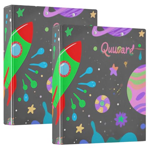 Ringbuch, 3,8 cm, Cartoon, bunte Planeten und Raketen, mit Klemmbrett, 1/2 Stück, Schulhefter Hardcover, 2 Stück Ringbuch, 3,8 cm, Cartoon, bunte Planeten und Raketen, mit Klemmbrett, 1/2 Stück, Schulhefter Hardcover, 2 Stück von KLL