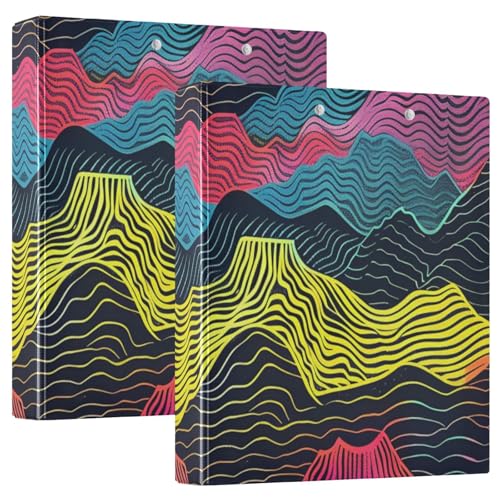 Ringbuch, rund, 3,8 cm, bunte Wellen mit Taschen, 1/2 Packungen, Schulbedarf, Ordner, 200 Blatt, 2 Stück Ringbuch, rund, 3,8 cm, bunte Wellen mit Taschen, 1/2 Packungen, Schulbedarf, Ordner, 200 Blatt, 2 Stück von KLL