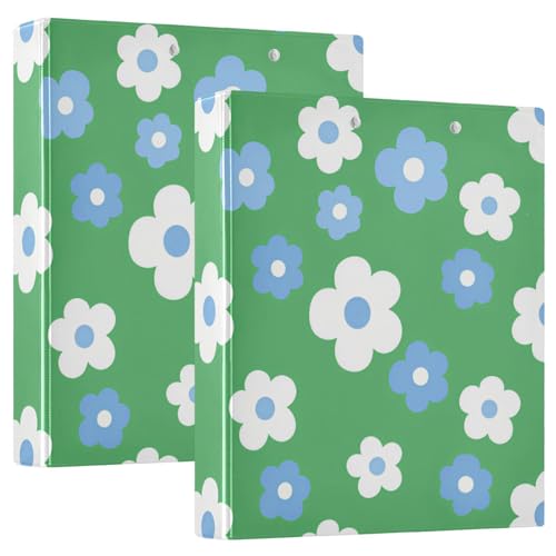 Ringbuch, rund, 3,8 cm, grüner Hintergrund, blaue Blumen mit Innentaschen, 1/2 Packungen, Schulbedarf, 200 Blatt, 2 Stück Ringbuch, rund, 3,8 cm, grüner Hintergrund, blaue Blumen mit Innentaschen, 1/2 Packungen, Schulbedarf, 200 Blatt, 2 Stück von KLL