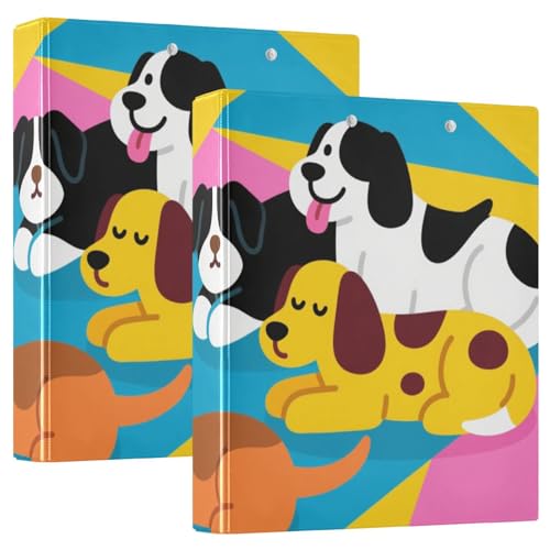 Ringbuch mit 3 Ringen, 3,5 cm, Cartoon, bunte Hunde mit Klemmbrett, 1/2 Stück, Schulbedarf, Hardcover, 2 Stück Ringbuch mit 3 Ringen, 3,5 cm, Cartoon, bunte Hunde mit Klemmbrett, 1/2 Stück, Schulbedarf, Hardcover, 2 Stück von KLL