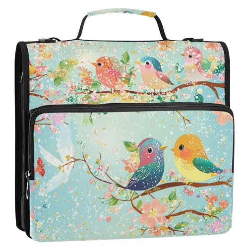Ringbuch mit Reißverschluss für den Elterntag, bunt, Vogelgarten, 3 Ringe, mit Griff, inklusive Reißverschlusstasche, tragbares Portfolio, geeignet für Mittelschule, Organizador de la carpeta Ringbuch mit Reißverschluss für den Elterntag, bunt, Vogelgarten, 3 Ringe, mit Griff, inklusive Reißverschlusstasche, tragbares Portfolio, geeignet für Mittelschule, Organizador de la carpeta von KLL