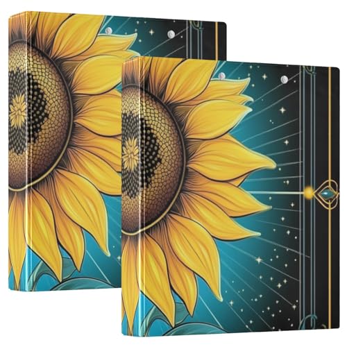 Ringbuch mit drei Ringen, 1 und 1/2 Zoll, Sonnenblumentarot, mit Tascheneinband, 1/2 Packungen, Schulhefter Hardcover, 2 Stück Ringbuch mit drei Ringen, 1 und 1/2 Zoll, Sonnenblumentarot, mit Tascheneinband, 1/2 Packungen, Schulhefter Hardcover, 2 Stück von KLL