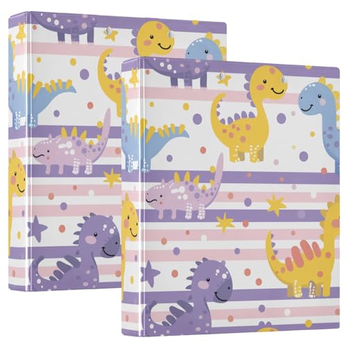 Ringbuch mit drei Ringen, 3,5 cm, Cartoon, niedliche Dinosaurier, hellviolette Streifen, mit Klemmbrett, 1/2er-Pack, Schulbedarf, Hardcover, 2 Stück Ringbuch mit drei Ringen, 3,5 cm, Cartoon, niedliche Dinosaurier, hellviolette Streifen, mit Klemmbrett, 1/2er-Pack, Schulbedarf, Hardcover, 2 Stück von KLL