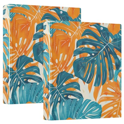 Ringbuch mit drei Ringen, 3,8 cm, Orange, Cyan, Monstera, Deliciosa, Blätter, mit Klemmbrett, 1/2 Stück, Schulbedarf, Hardcover, 2 Stück Ringbuch mit drei Ringen, 3,8 cm, Orange, Cyan, Monstera, Deliciosa, Blätter, mit Klemmbrett, 1/2 Stück, Schulbedarf, Hardcover, 2 Stück von KLL