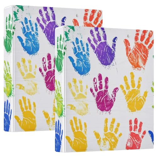 Ringbuch mit drei Ringen, 3,8 cm, Regenbogenfarben, Handabdrücke mit Innentaschen, 1/2 Packungen, Schulbedarf, Ordner, 200 Blatt, 2 Stück Ringbuch mit drei Ringen, 3,8 cm, Regenbogenfarben, Handabdrücke mit Innentaschen, 1/2 Packungen, Schulbedarf, Ordner, 200 Blatt, 2 Stück von KLL