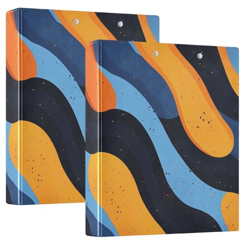 Ringbuch mit drei Ringen, 3,8 cm, gestreiftes Muster, gewellte Linien, Orange, mit Taschen, 1/2 Stück, Schulbedarf, Hardcover, 2 Stück Ringbuch mit drei Ringen, 3,8 cm, gestreiftes Muster, gewellte Linien, Orange, mit Taschen, 1/2 Stück, Schulbedarf, Hardcover, 2 Stück von KLL