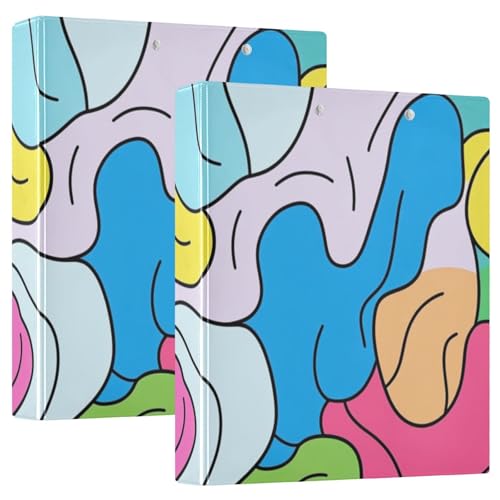 Ringbuch mit drei Ringen, bunt, abstrakte Form mit Tascheneinband, 1/2er-Pack, für Briefgröße (27,9 x 21,6 cm), 200 Blatt, 2 Stück von KLL