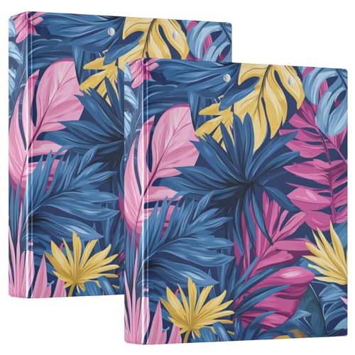 Ringbuch mit drei Ringen, tropischer Stil, Palmenblätter, rosa und blau, mit Tascheneinband, 1/2 Packung Ordner, Schulbedarf, 200 Blatt, 2 Stück Ringbuch mit drei Ringen, tropischer Stil, Palmenblätter, rosa und blau, mit Tascheneinband, 1/2 Packung Ordner, Schulbedarf, 200 Blatt, 2 Stück von KLL