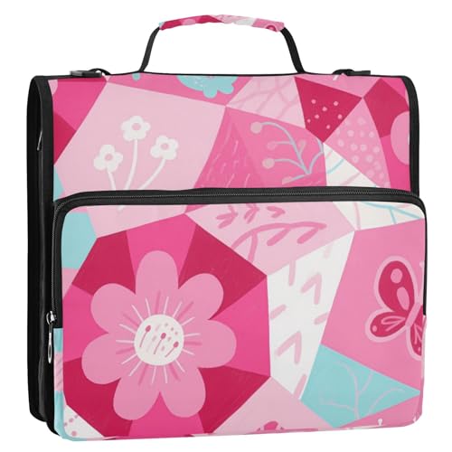 Ringbuch mit geometrischen Formen und Blumen, 3,8 cm, 3 Ringe, mit extra Taschen, Schultergurt und Griff, Multi-Taschen, Portfolio-Organizer für Büro, Schule, Clip de Cremallera Ringbuch mit geometrischen Formen und Blumen, 3,8 cm, 3 Ringe, mit extra Taschen, Schultergurt und Griff, Multi-Taschen, Portfolio-Organizer für Büro, Schule, Clip de Cremallera von KLL