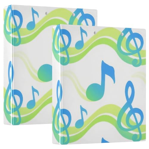 Ringbuch mit runden Ringen, 3,5 cm, Blau / Grün, Farbverlauf, Musiknoten, bunt mit Taschen, 1/2er-Pack, Schulordner, 200 Blatt, 2 Stück Ringbuch mit runden Ringen, 3,5 cm, Blau / Grün, Farbverlauf, Musiknoten, bunt mit Taschen, 1/2er-Pack, Schulordner, 200 Blatt, 2 Stück von KLL