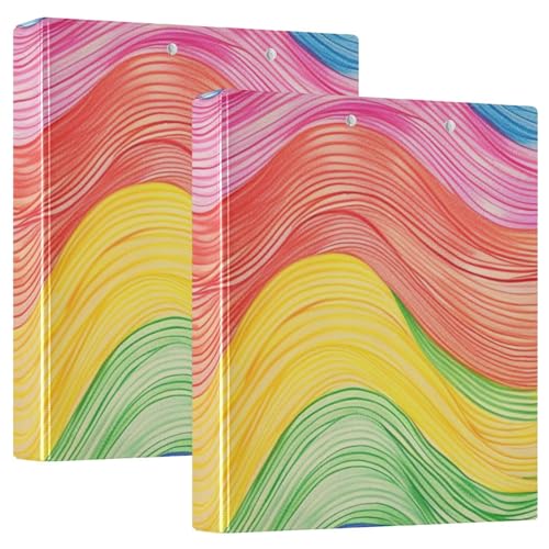 Ringbuch mit runden Ringen, 3,8 cm, regenbogenfarben, gewellte Linien mit Tascheneinband, 1/2 Stück, Schulbinder, Hardcover, 2 Stück Ringbuch mit runden Ringen, 3,8 cm, regenbogenfarben, gewellte Linien mit Tascheneinband, 1/2 Stück, Schulbinder, Hardcover, 2 Stück von KLL