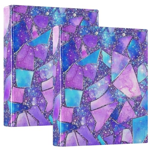 Ringbücher mit 3 Ringen, 1 und 1/2 Zoll, Marmorsteine, Violett, Blau, mit Klemmbrett, 1/2 Pack für Briefgröße (27,9 x 21,6 cm), Hardcover, 2 Stück von KLL
