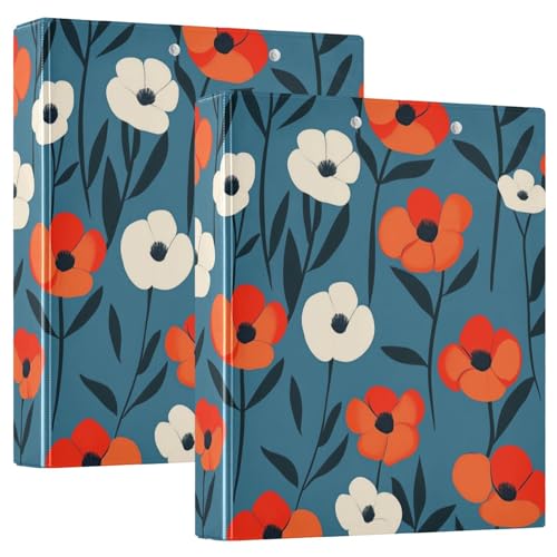 Ringbücher mit 3 Ringen, 3,8 cm, orangefarbener Blumen, blauer Hintergrund mit Taschen, 1/2 Packung, Ordner für Schule, Hardcover, 2 Stück Ringbücher mit 3 Ringen, 3,8 cm, orangefarbener Blumen, blauer Hintergrund mit Taschen, 1/2 Packung, Ordner für Schule, Hardcover, 2 Stück von KLL