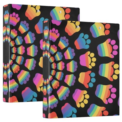 Runde Ringbücher, 3,5 cm, Regenbogenfarben, Fußabdrücke mit Taschen, 1/2er-Pack, Schulbedarf, 200 Blatt, 2 Stück Runde Ringbücher, 3,5 cm, Regenbogenfarben, Fußabdrücke mit Taschen, 1/2er-Pack, Schulbedarf, 200 Blatt, 2 Stück von KLL