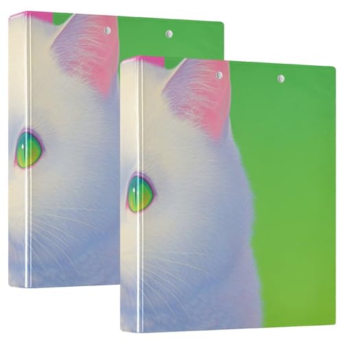Runde Ringbücher, 3,8 cm, weiße dicke Katze mit Tascheneinband, 1/2er-Pack, für Briefgröße (27,9 x 21,6 cm), Hardcover, 2 Stück von KLL