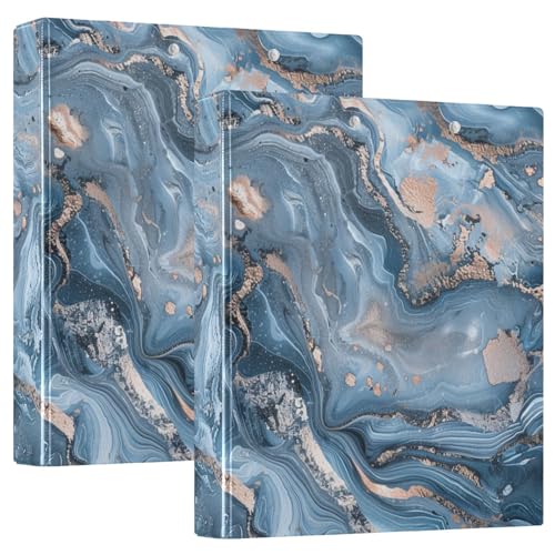 Runde Ringbücher 1 und 1/2 Zoll Abstraktes Marmormuster Blau Gold mit Taschen 1/2 Pack Schulordner 200 Blatt 2 Stück Runde Ringbücher 1 und 1/2 Zoll Abstraktes Marmormuster Blau Gold mit Taschen 1/2 Pack Schulordner 200 Blatt 2 Stück von KLL