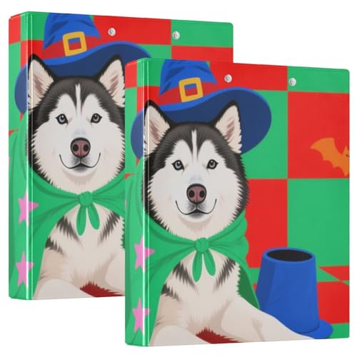 Runde Ringbücher 3,8 cm Halloween Sibirischer Husky Hund Grün Rot mit Klemmbrett 1/2 Packung Ordner Schulbedarf Hardcover 2 Stück Runde Ringbücher 3,8 cm Halloween Sibirischer Husky Hund Grün Rot mit Klemmbrett 1/2 Packung Ordner Schulbedarf Hardcover 2 Stück von KLL