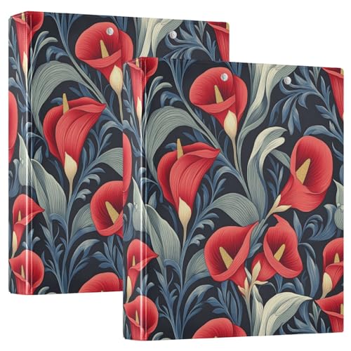 Runde Ringbücher 3,8 cm Retro rote Calla-Lilie Blumen mit Taschen 1/2 Packung Ordner Schulbedarf 200 Blatt 2 Stück Runde Ringbücher 3,8 cm Retro rote Calla-Lilie Blumen mit Taschen 1/2 Packung Ordner Schulbedarf 200 Blatt 2 Stück von KLL