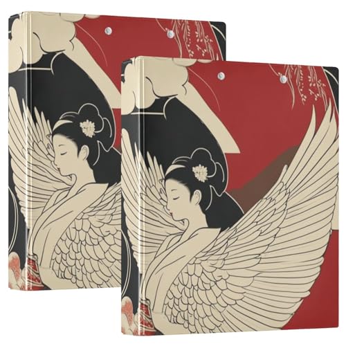 Runde Ringe Binder 1 und 1/2 Zoll Engel Japanisches Muster mit Klemmbrett 1/2 Packungen Ordner für Schule Hardcover 2 Stück Runde Ringe Binder 1 und 1/2 Zoll Engel Japanisches Muster mit Klemmbrett 1/2 Packungen Ordner für Schule Hardcover 2 Stück von KLL