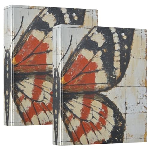 Runde Ringe Notizbuch, 3,8 cm, Retro-Schmetterling mit Klemmbrett, 1/2 Packung Ordner für Briefgröße (27,9 x 21,6 cm), 200 Blatt, 2 Stück von KLL