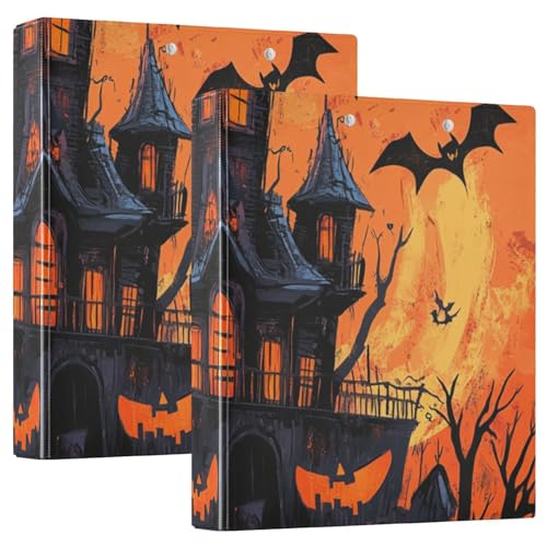 Runder Ringbuch, 3,8 cm, Halloween, Fledermaus, schwarz, Spukhaus, Kürbis mit Klemmbrett, 1/2 Packung, Ordner für die Schule, 200 Blatt, 2 Stück Runder Ringbuch, 3,8 cm, Halloween, Fledermaus, schwarz, Spukhaus, Kürbis mit Klemmbrett, 1/2 Packung, Ordner für die Schule, 200 Blatt, 2 Stück von KLL