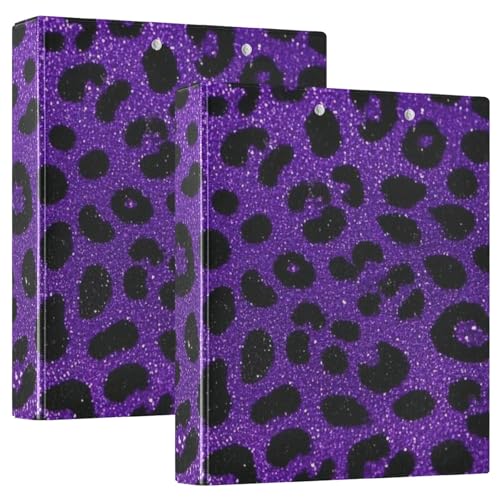 Runder Ringbuch, 3,8 cm, künstlicher Glitzer, Leopardenmuster, Violett, mit Innentaschen, 1/2er-Pack, Ordner für die Schule, 200 Blatt, 2 Stück Runder Ringbuch, 3,8 cm, künstlicher Glitzer, Leopardenmuster, Violett, mit Innentaschen, 1/2er-Pack, Ordner für die Schule, 200 Blatt, 2 Stück von KLL