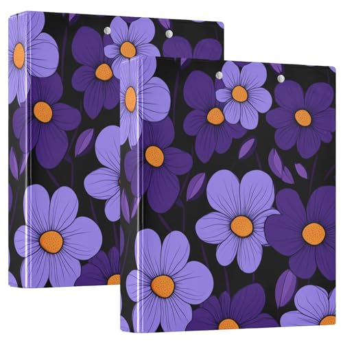 Runder Ringbuch, 3,8 cm, schlicht, violett, Blumen, schwarzer Hintergrund, mit Tascheneinband, 1/2 Stück, Ordner für die Schule, 200 Blatt, 2 Stück Runder Ringbuch, 3,8 cm, schlicht, violett, Blumen, schwarzer Hintergrund, mit Tascheneinband, 1/2 Stück, Ordner für die Schule, 200 Blatt, 2 Stück von KLL