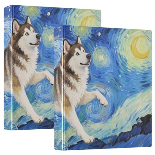 Runder Ringbuch, 3,8 cm, tanzender sibirischer Husky-Hund, Ölgemälde mit Innentaschen, 1/2er-Pack, Ordner für Schule, Hardcover, 2 Stück Runder Ringbuch, 3,8 cm, tanzender sibirischer Husky-Hund, Ölgemälde mit Innentaschen, 1/2er-Pack, Ordner für Schule, Hardcover, 2 Stück von KLL