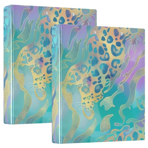 Rundes Ringbuch mit Klemmbrett, 3,5 cm, violett, goldene Cleetah-Drucke mit Klemmbrett, 1/2 Stück für Briefgröße (27,9 x 21,6 cm), Hardcover, 2 Stück von KLL
