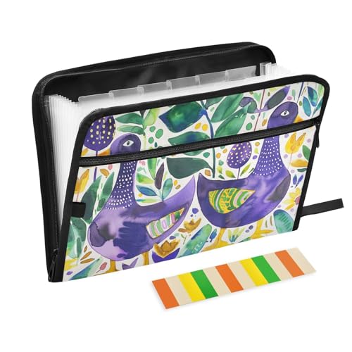 Safari-Ordner für die Schule, skandinavischer Stil, 13 Taschen, A4, Briefgröße mit Reißverschluss, für Geschäftsdokumente, Dokumentenmappe, Fächermappe von KLL