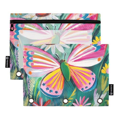 Schmetterlings-Flattern, bunte Blumen, Ringe, Bindertaschen, 3-Lochstanzer für 3-Loch-Bindertaschen mit Reißverschluss zur Untersuchung von Zubehör von KLL